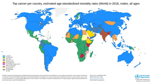 Patterns of prostate cancer diagnoses and deaths around the world